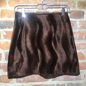 Xs Brown Faux Fur Mini Skirt
